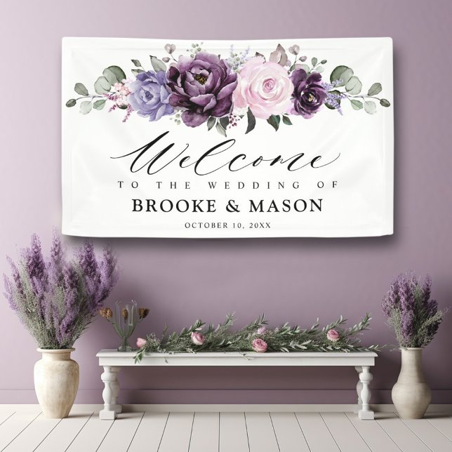 Schatten der Lila Blumenhochzeit von Dusty Banner (Dusty purple plum lavender  wedding banner )