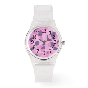 Schatten der rosa lila abstrakten Form-Zahl-Uhr Armbanduhr