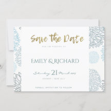 SCHATTEN DES BLAUEN DAHLIA PATTERN SAVE THE DATE