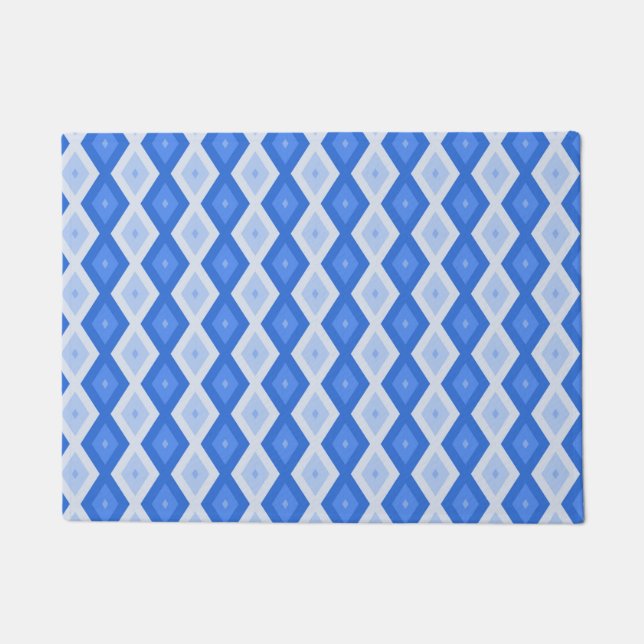 Schatten des blauen Rautenmusters Fußmatte (Vorderseite)