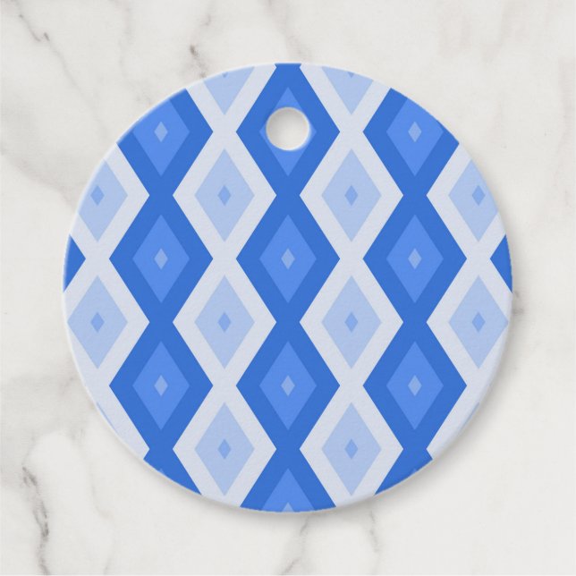 Schatten des blauen Rautenmusters Geschenkanhänger (Vorderseite)