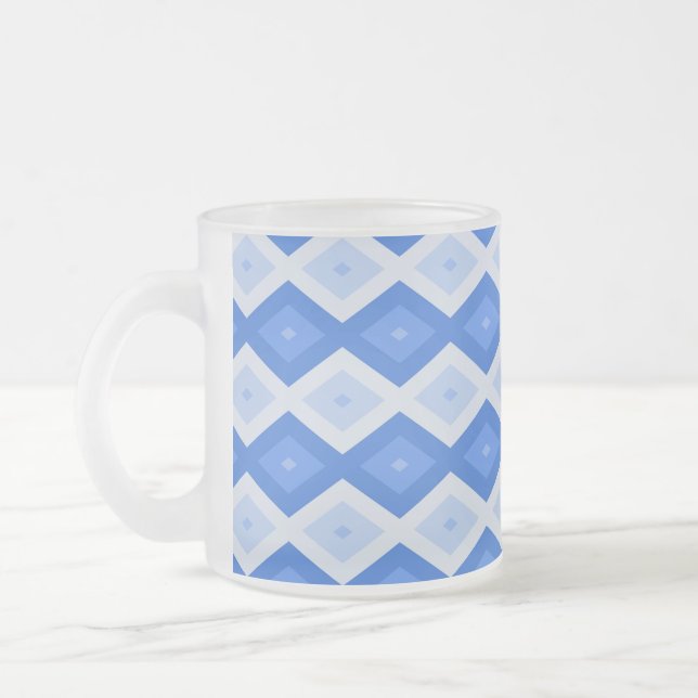 Schatten des blauen Rautenmusters Mattglastasse (Links)
