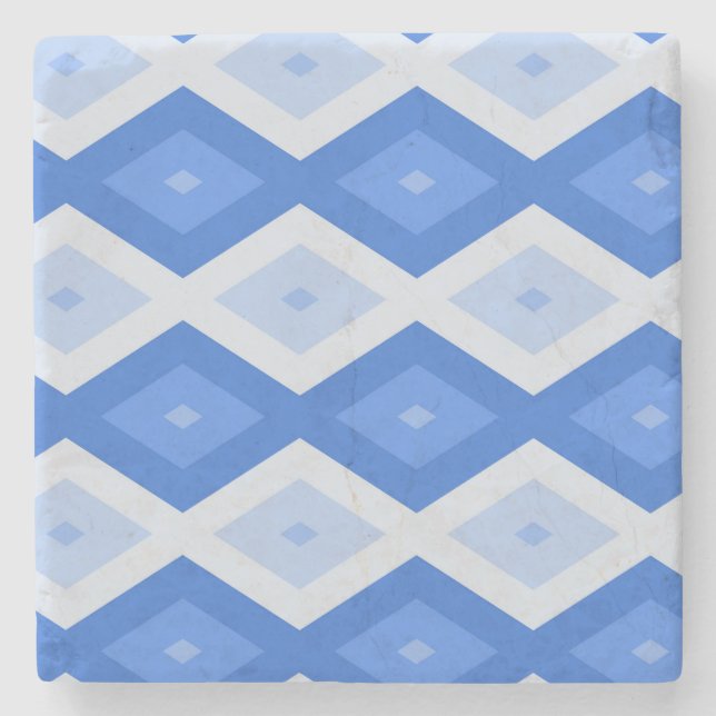 Schatten des blauen Rautenmusters Steinuntersetzer (Vorderseite)