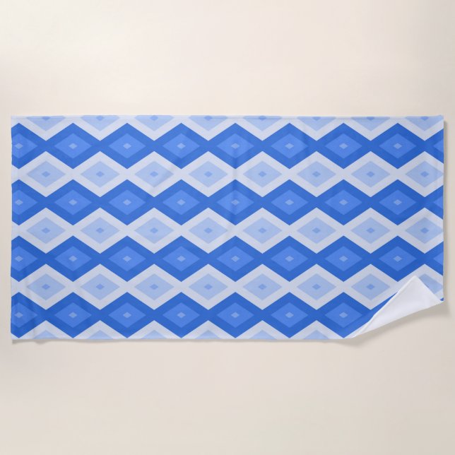 Schatten des blauen Rautenmusters Strandtuch (Vorderseite)