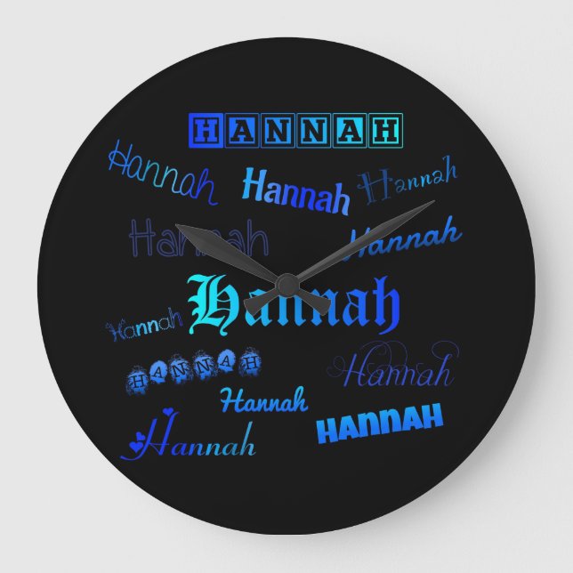 Schatten des Blaus auf Schwarzem - Hannah Große Wanduhr (Vorderseite)