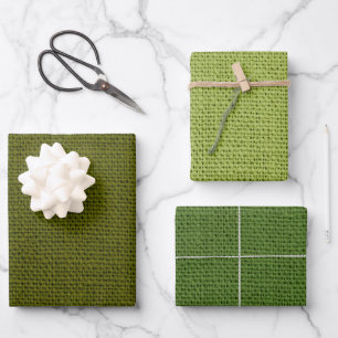 SCHATTEN FALL GREEN BURLAP SEHEN TEXTURE GESCHENKPAPIER SET