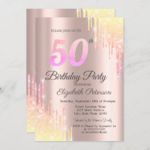 Schatten Glitter Drips Rose Gold 50th Birthday