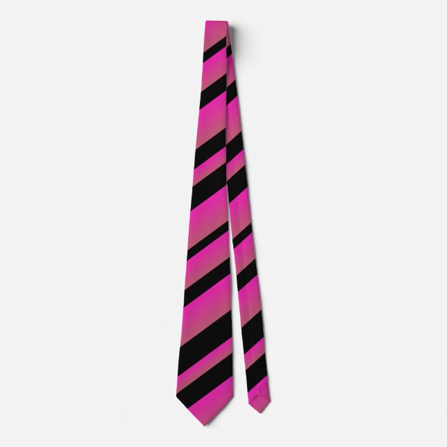 Schatten Hot Pink Black Multi-Diagonal Stripes Krawatte (Vorderseite)