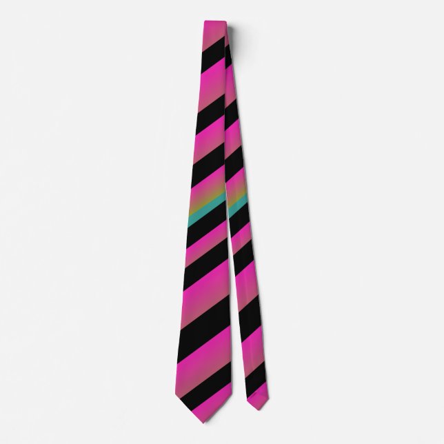 Schatten Hot Pink Rainbow Multi-Diagonal Stripes Krawatte (Vorderseite)