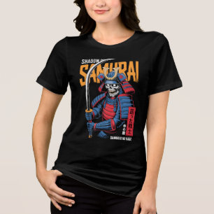 Schatten-Samurai-Skelettkrieger in blauer Rüstung Tri-Blend Shirt