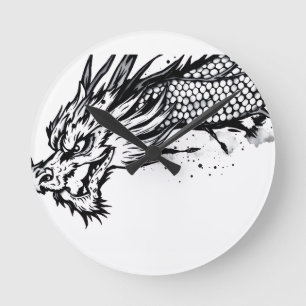 Schatten-Schuppen-Drache Runde Wanduhr