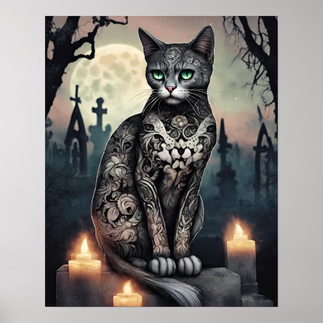 "Schatten" Schwarz, Tag des Toten Katzen-Posters Poster (Vorne)