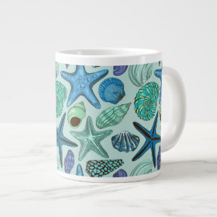 Schatten von Blauen Muscheln und Sternen Jumbo-Tasse