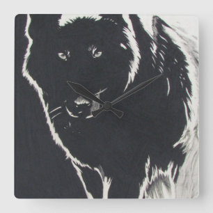Schatten-Wolf Quadratische Wanduhr