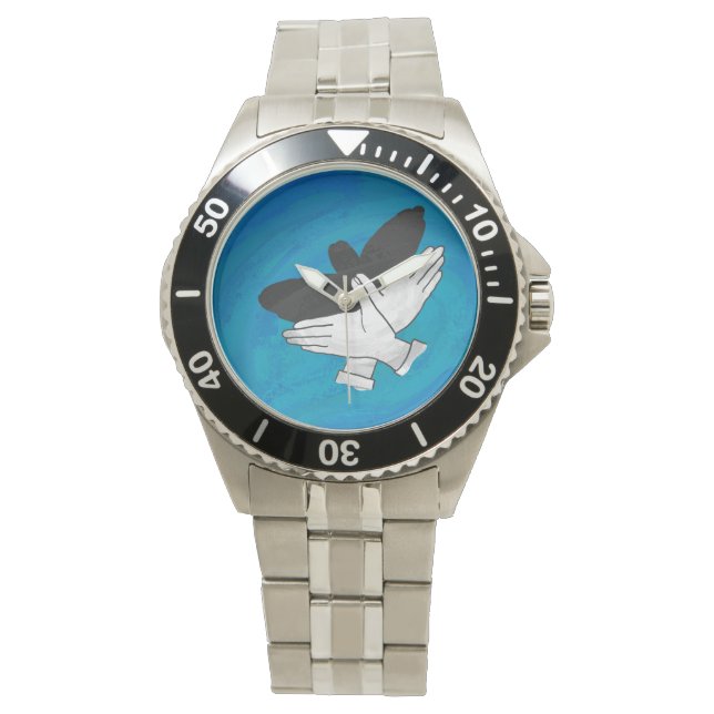 Schattenadler auf blau armbanduhr (Vorderseite)