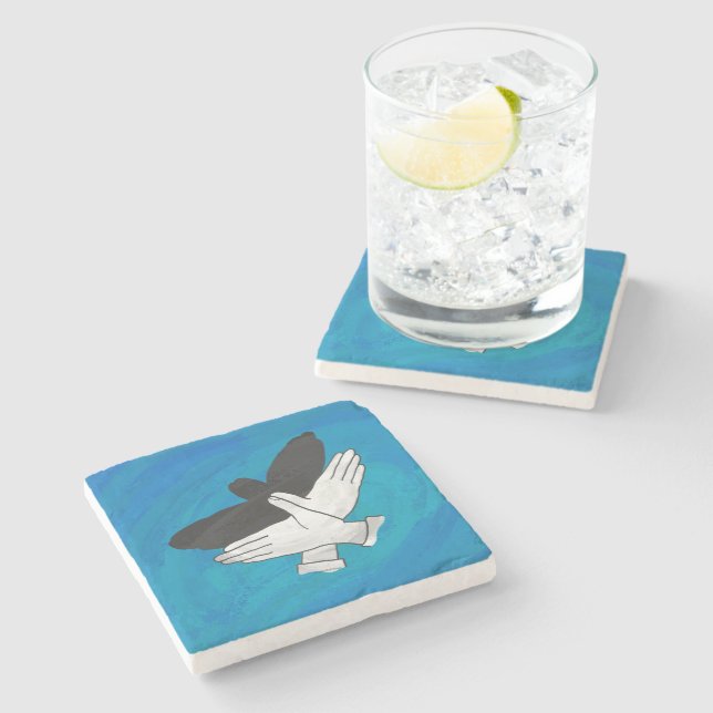 Schattenadler auf blau steinuntersetzer (Seitenansicht)