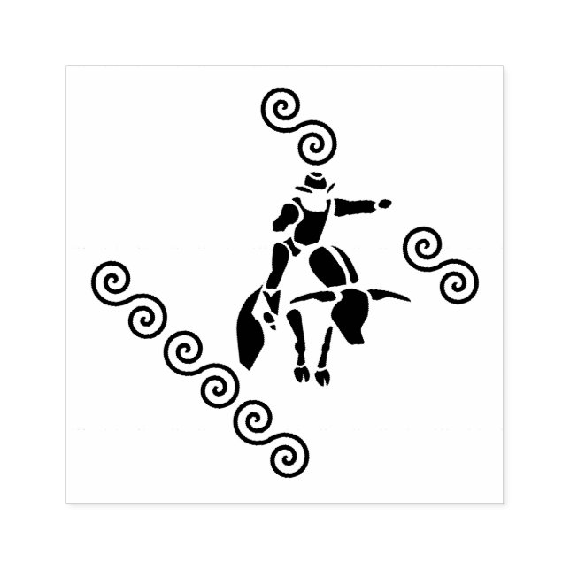 Schattenausschnitt aus einem Bullenreiter Gummistempel (Prägung)