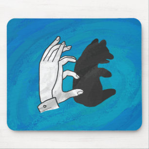 Schattenbärchen auf Blau Mousepad