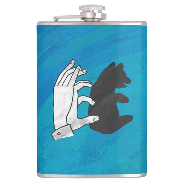 Schattenbärwürfel auf Blau Flachmann (Vorderseite)