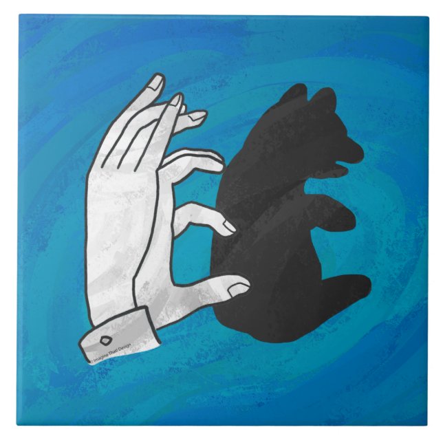 Schattenbärwürfel auf Blau Fliese (Vorderseite)