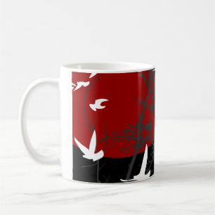 Schattenbild Vögel Kaffeetasse