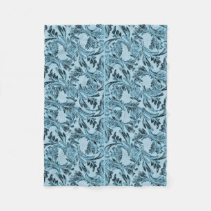 Schattenblaue Blätter Fleecedecke