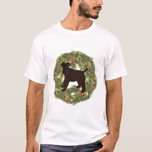 Schattendraht Fox Terrier Dog in einem Kranz T-Shirt