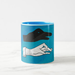 Schattenente auf Blau Zweifarbige Tasse