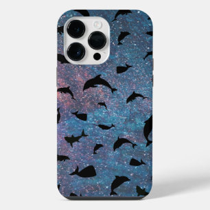 Schattenfisch Hai Wal auf Farbverlauf Galaxie iPhone 14 Pro Max Hülle