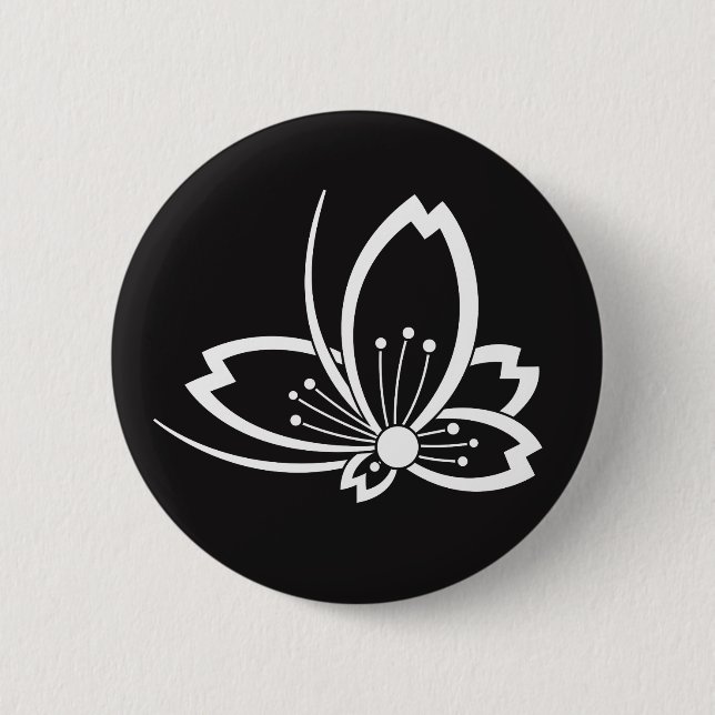 Schattenfliegenförmige Kirschblüte Button (Vorderseite)