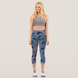 Schattenhai-Wal in Gradientengalaxie Capri Leggings