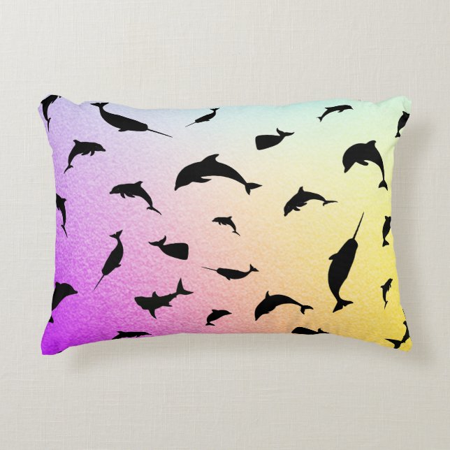 Schattenhai-Walgefälle farbige Galaxie Dekokissen (Vorderseite)