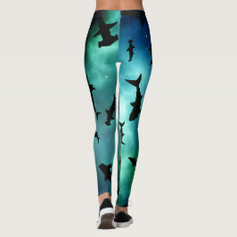Schattenhai-Walgefälle farbige Galaxie Leggings