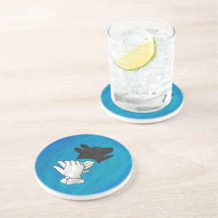 Schattenhund auf blau getränkeuntersetzer