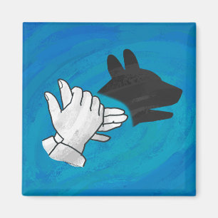Schattenhund auf blau magnet
