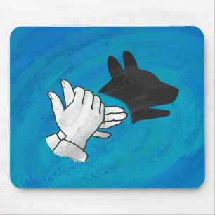 Schattenhund auf blau mousepad