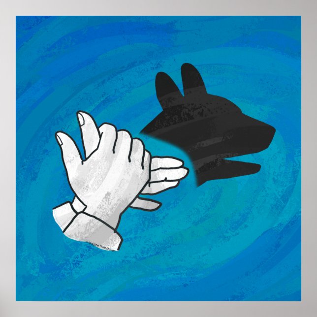 Schattenhund auf blau poster (Vorne)