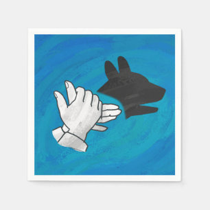 Schattenhund auf blau serviette