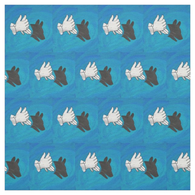 Schattenhund auf Blau Stoff (Muster)