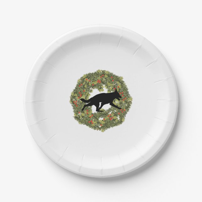 Schattenhund Silhouette Pappteller (Vorderseite)
