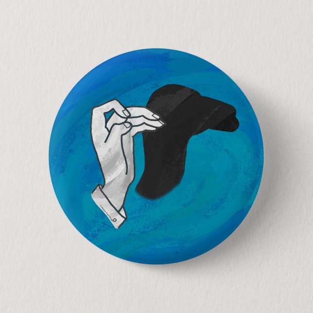 Schattenkamel auf Blau Button (Vorderseite)