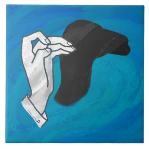 Schattenkamel auf Blau Fliese