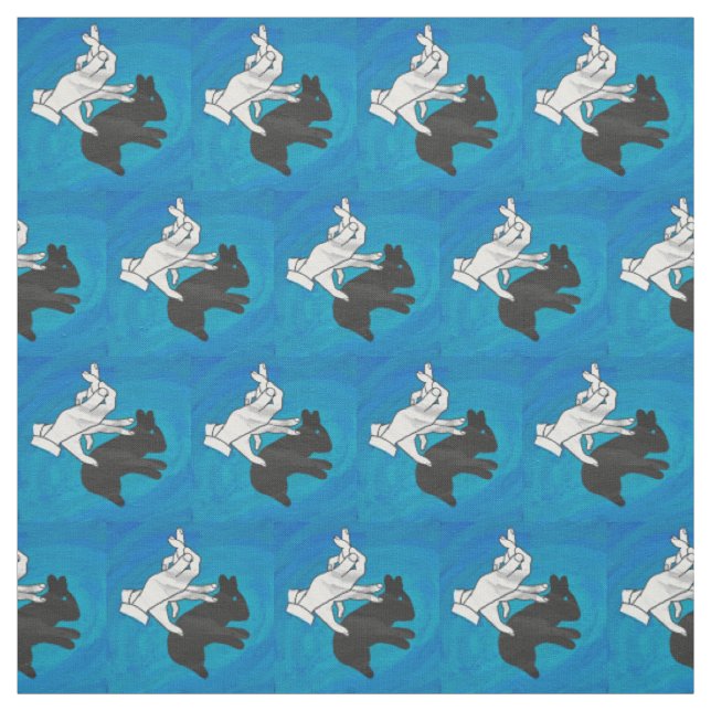 Schattenkaninchen auf Blau Stoff (Muster)