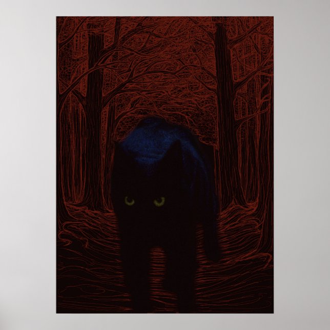 Schattenkatze und Roter Wald Poster (Vorne)