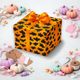 Schattenpuppet Orange Halloween-Fledermausmuster  Geschenkpapier