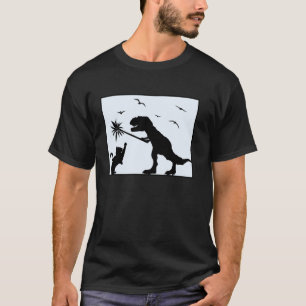 Schattenriss Dinosaurier Spielzeug Katzenliebhaber T-Shirt