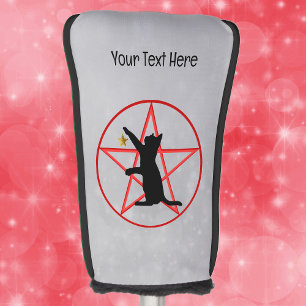 Schattenriss einer Katze auf rotem Pentagramm im g Golf Headcover