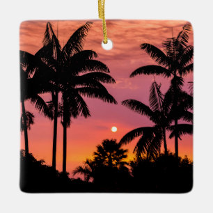 Schattenrisse von Palmen, Hawaii Keramikornament
