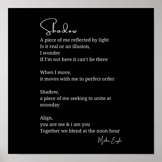 SchattenSelbstreflexion Ermutigung Inspirationsged Poster (Vorne)