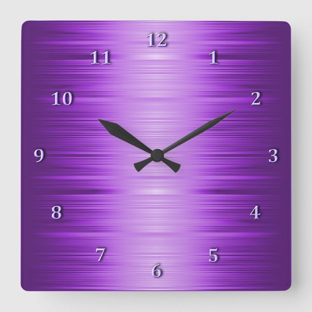 Schattenspendende Lila Violett-Lavendel-Quadrat-Uh Quadratische Wanduhr (Vorderseite)